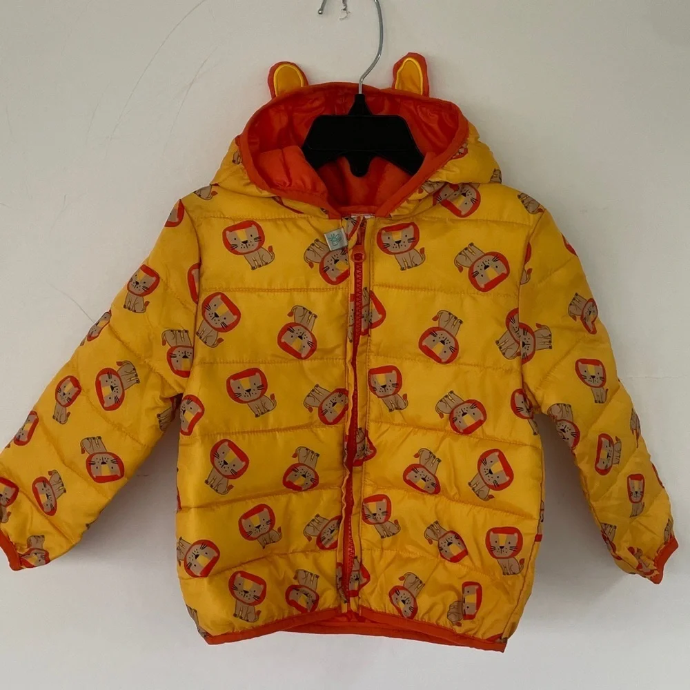 Robeez Ro + Me Yellow Orange Coat Jacket Lion Print Size 24 Months